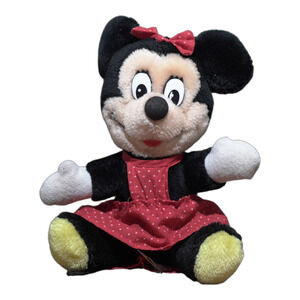 VTG Walt Disney Vintage Minnie Mouse Plush Toy 7" Sitting Stuffed Animal Toy VGC
